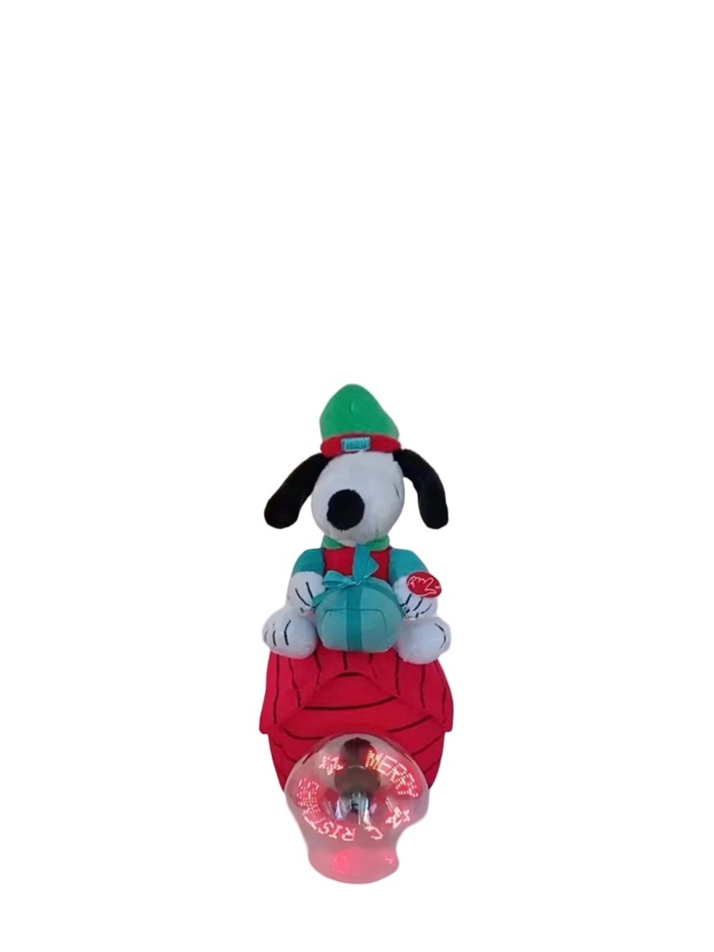 Peanuts Plush Snoopy Dog Toy in Red and Green with Light-Up Ball - Picture 5 of 6